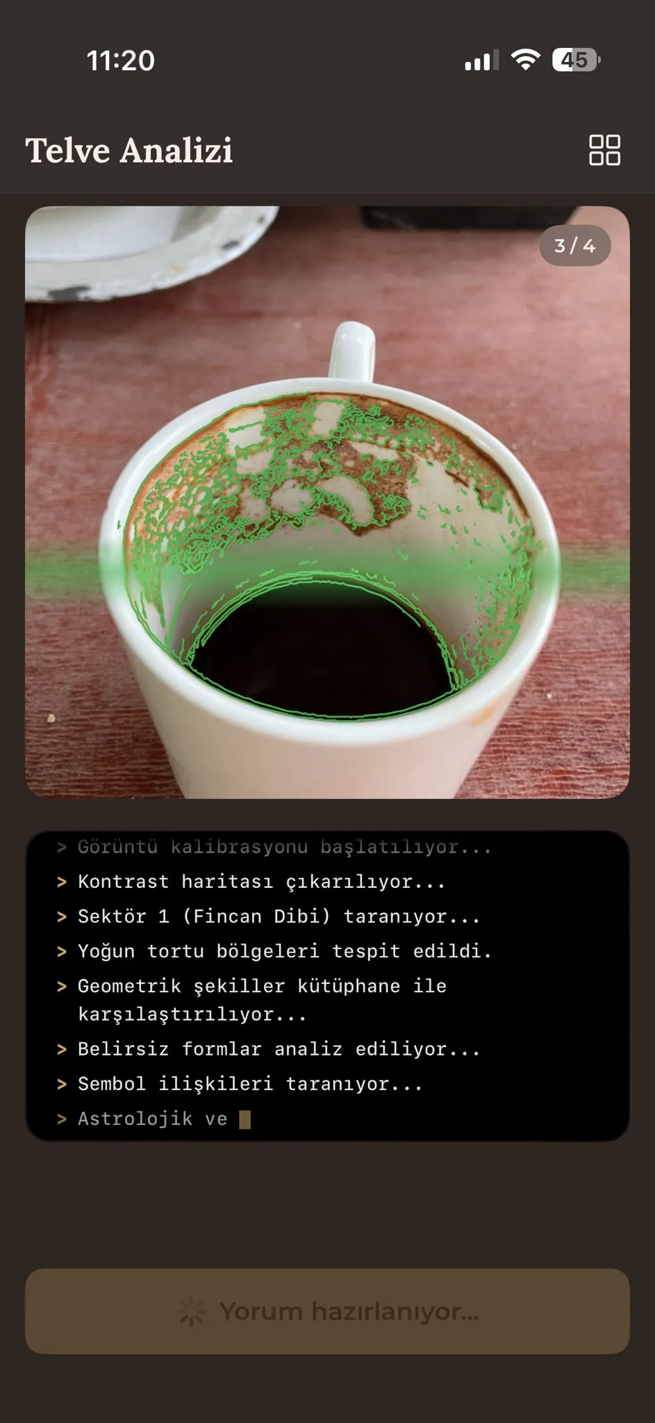 Yapay zeka kahve falı analizi - fincan telve sembol tespiti