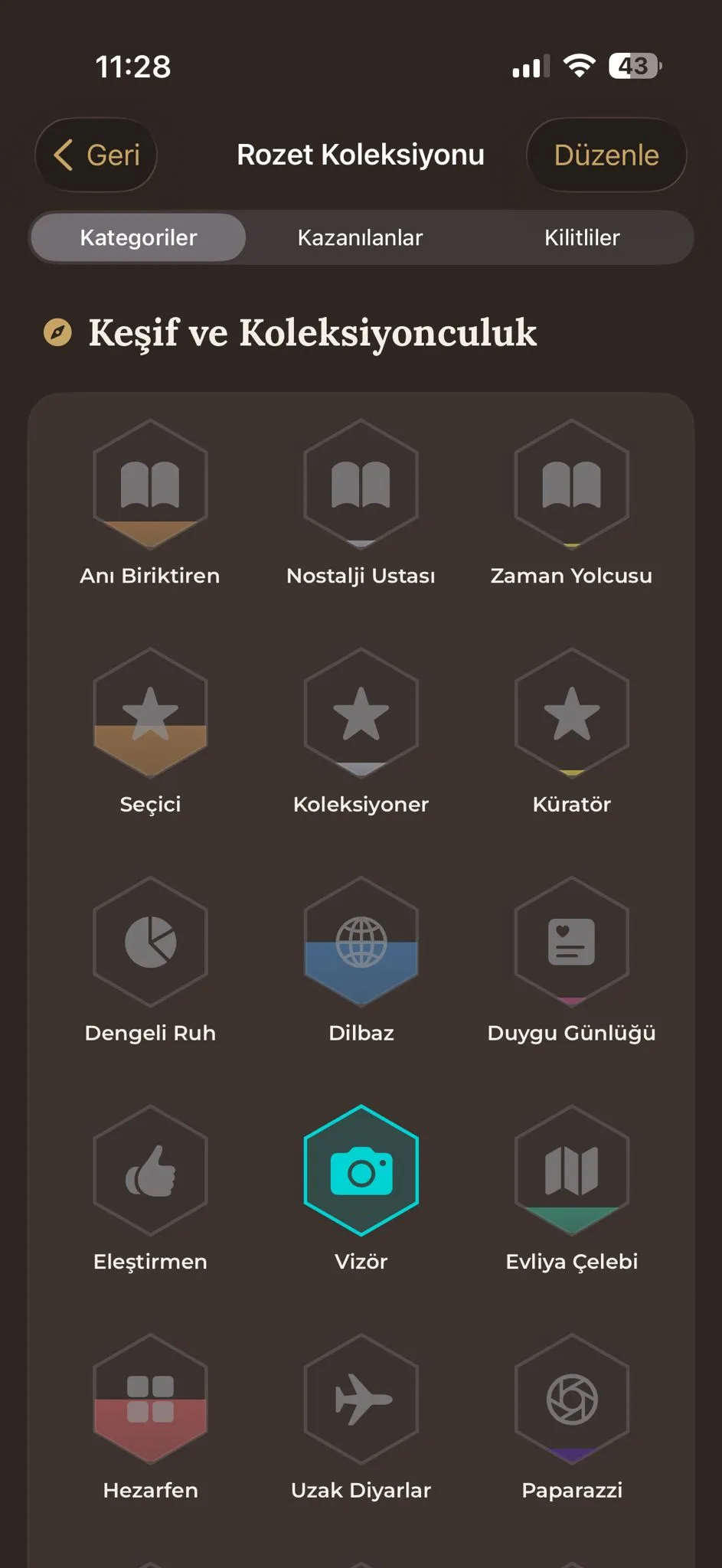 Kahve falı başarı rozetleri koleksiyonu - Fincan uygulaması