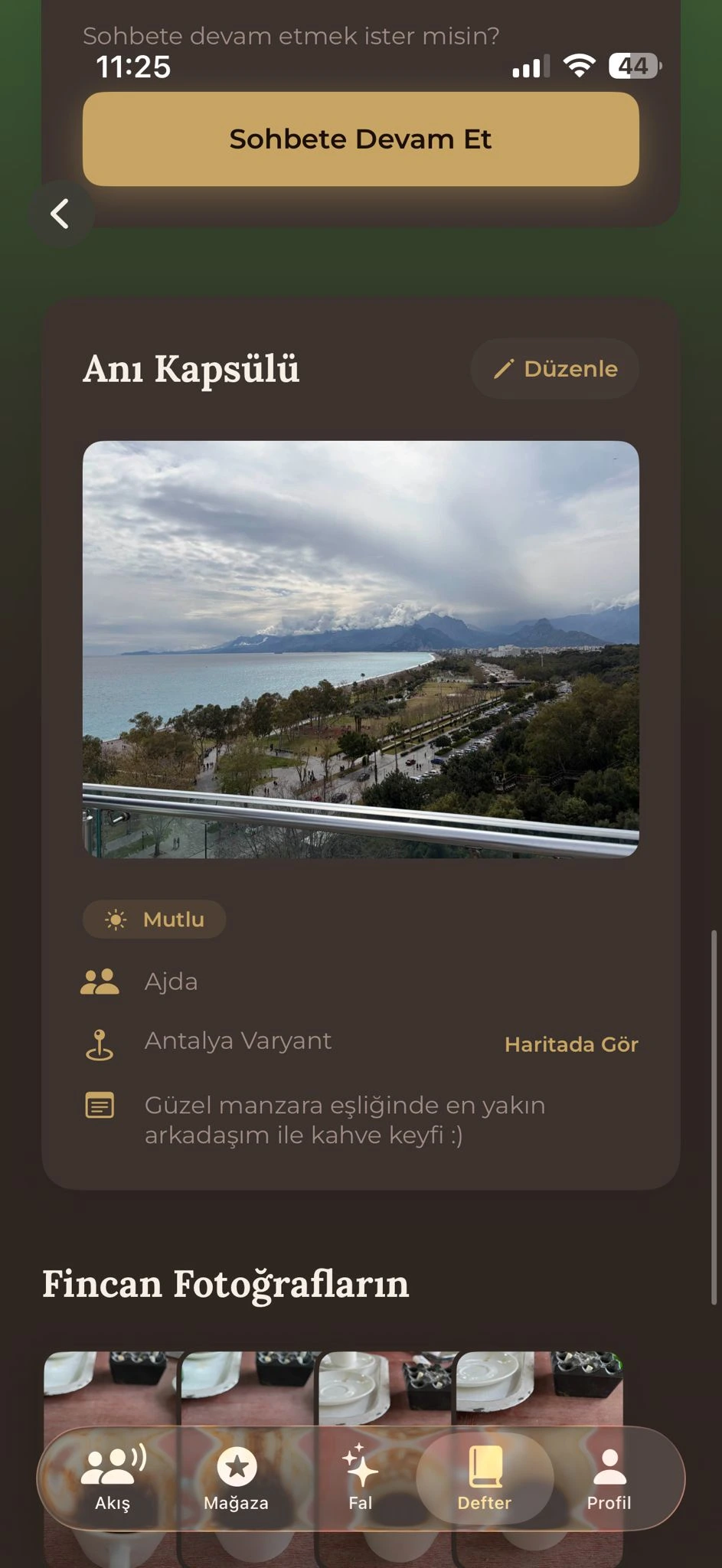 Kahve falı anı kapsülü - fotoğraf konum ve notlar